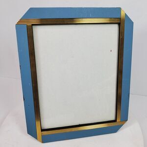 Vintage Mid Century Picture Frame Blue Gold 10x12 Inch Fits 9x7 Inch Photo